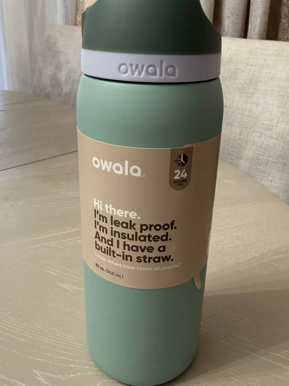 owala Insulated Water Bottle with Built-In Straw - Sage Green